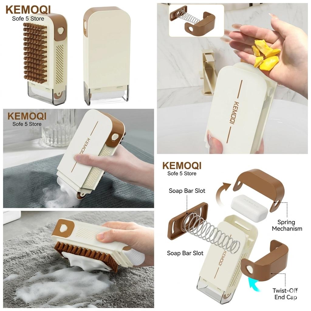 3-in-1 Smart Soap-Dispensing Cleaning Brush | Integrated Roller & Scraper with Spring Mechanism