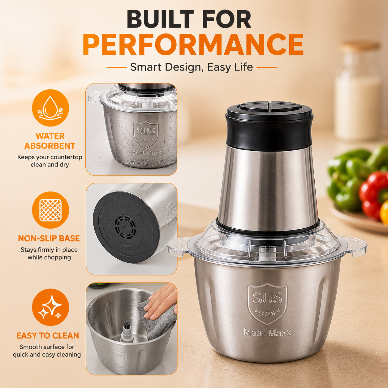 Premium Electric Food Chopper | Stainless Steel Bowl | Fast & Powerful Kitchen Prep