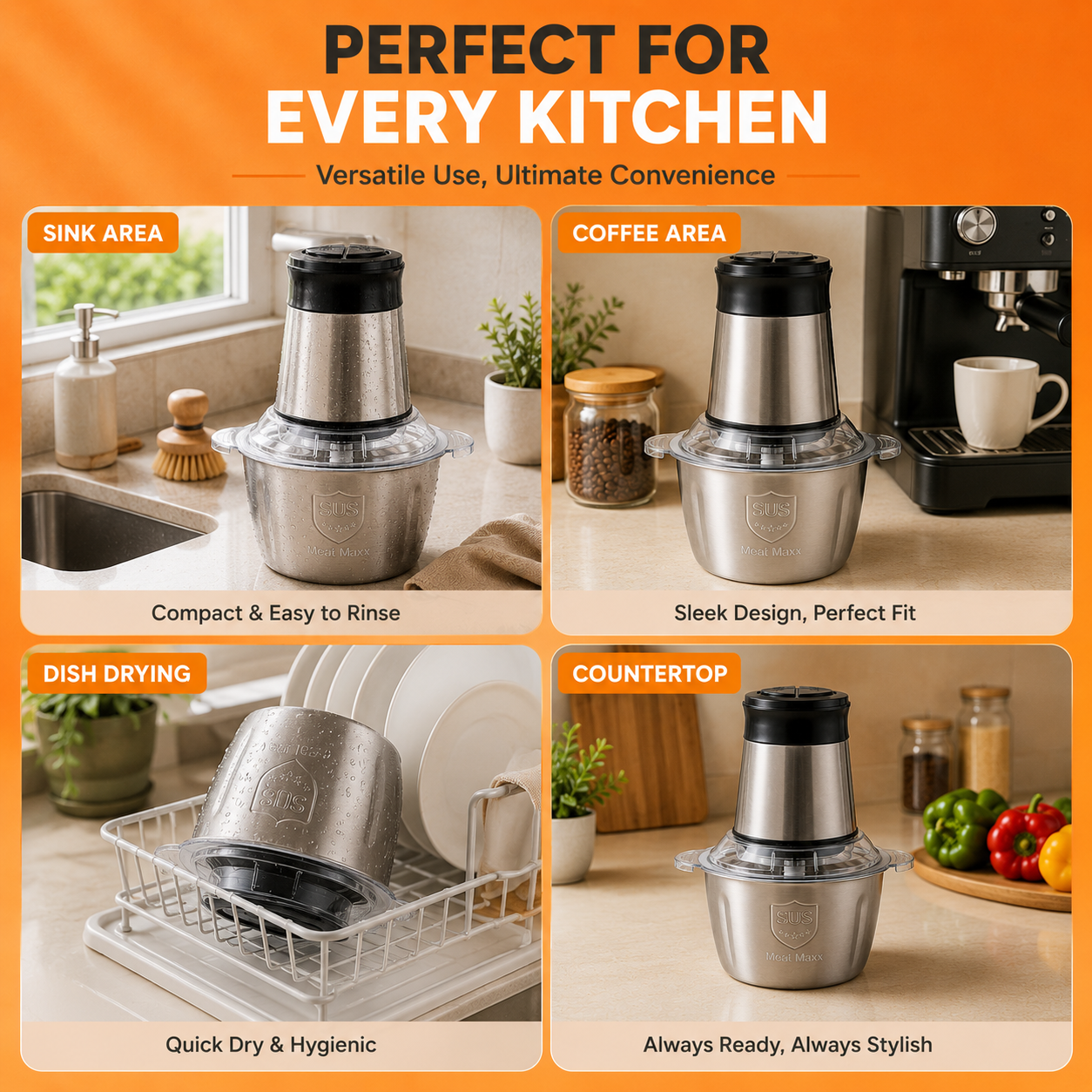 Premium Electric Food Chopper | Stainless Steel Bowl | Fast & Powerful Kitchen Prep