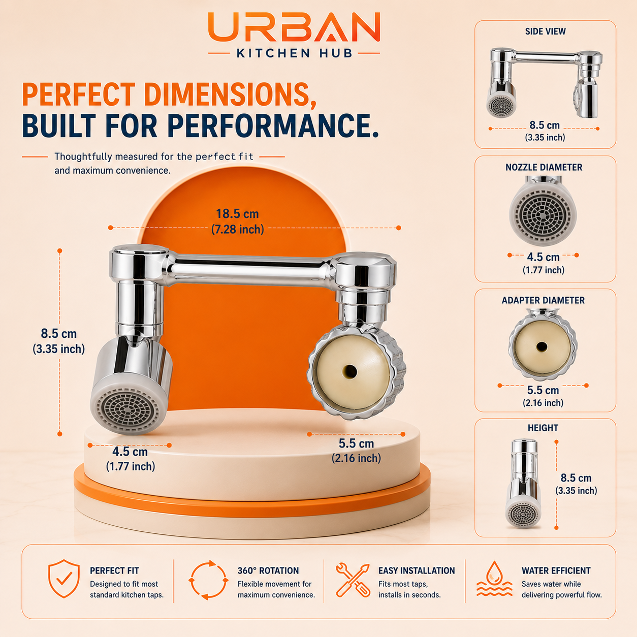 1080° Rotating Faucet Extender | Dual Spray Mode | Splash-Free Water Flow