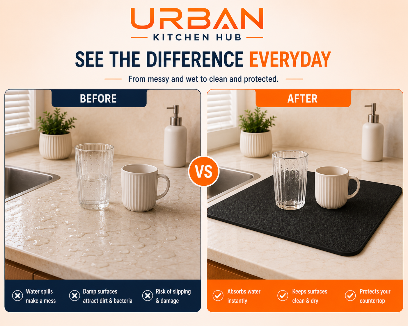 Premium Kitchen Drying Mat (2 pieces only ₹499) | Quick Dry | Super Absorbent | Non-Slip