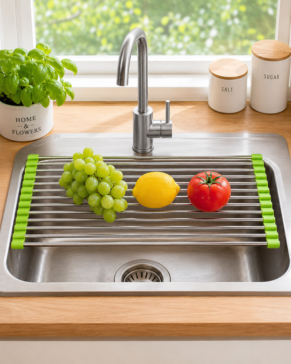 Premium Roll-Up Sink Drying Rack | Space Saving Over Sink Organizer | Dry, Drain & Protect