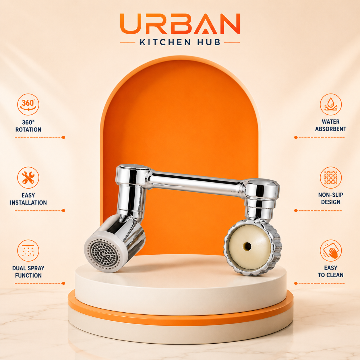1080° Rotating Faucet Extender | Dual Spray Mode | Splash-Free Water Flow